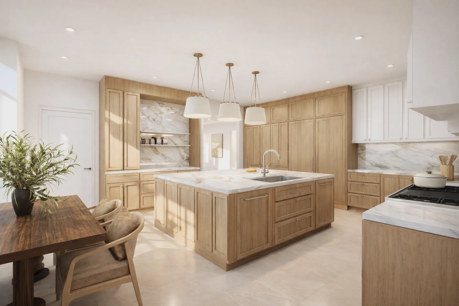 Norona Residence living room with custom cabinetry and stone accents, South Florida residential interior design